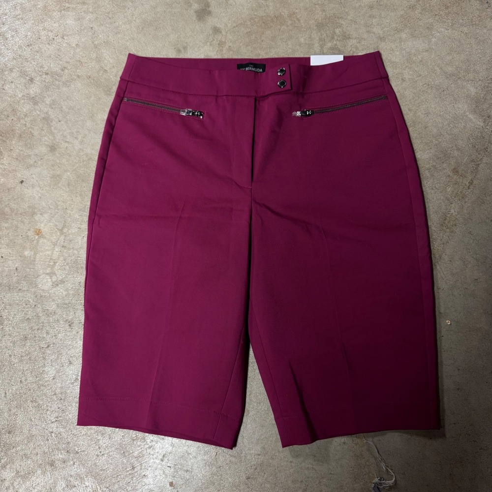 The 12" Bermuda Short Womens Magenta Pink Zipper Pocket Knee Length Shorts 8